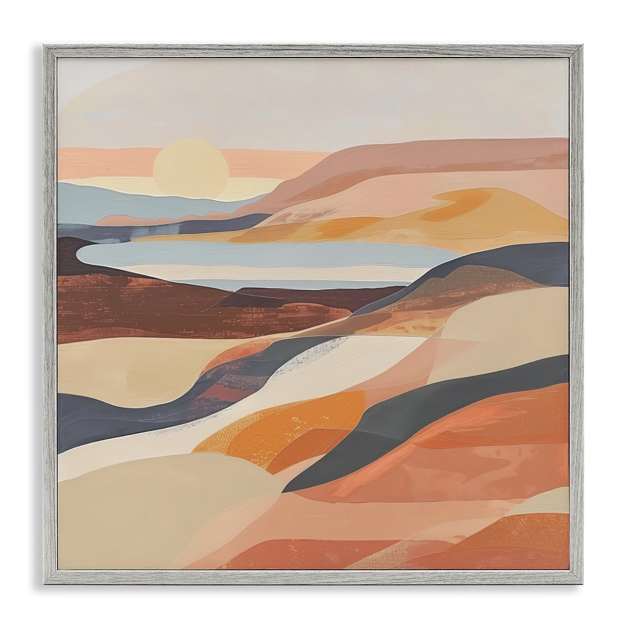 Stupell Industries Layered Canyon Hills Landscape & Nature Painting Gray Framed Art Print Wall Art, 24 x 24