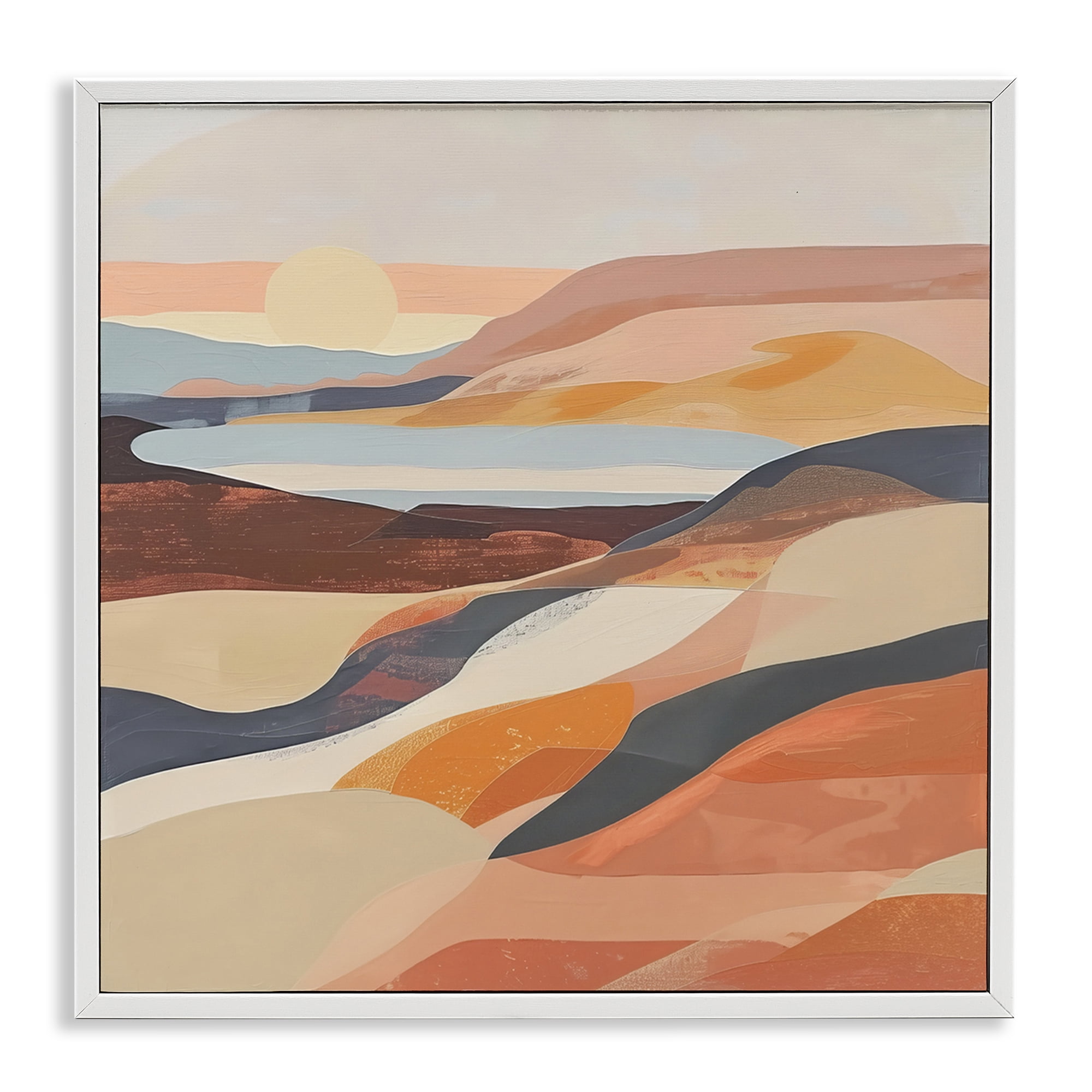Stupell Industries Layered Canyon Hills Landscape & Nature Painting White Framed Art Print Wall Art, 12 x 12