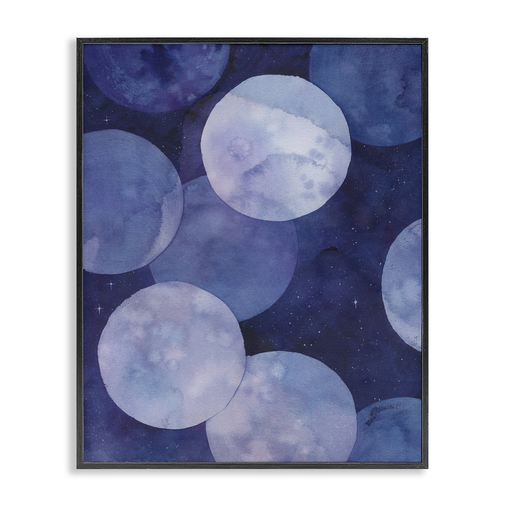 Stupell Industries Layered Circles in Space Abstract Painting Black Framed Art Print Wall Art, 16 x 20