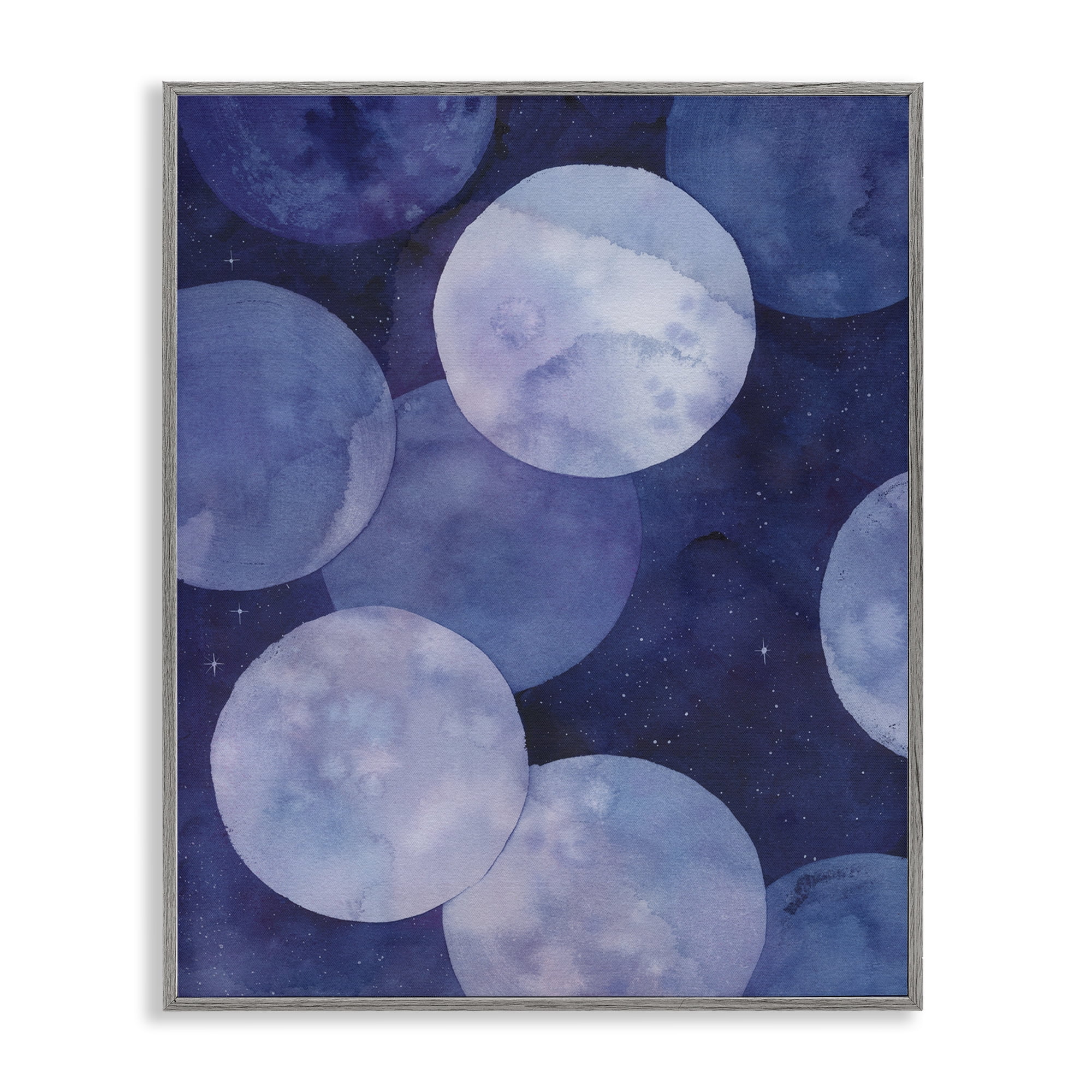 Stupell Industries Layered Circles in Space Abstract Painting Gray Framed Art Print Wall Art, 24 x 30