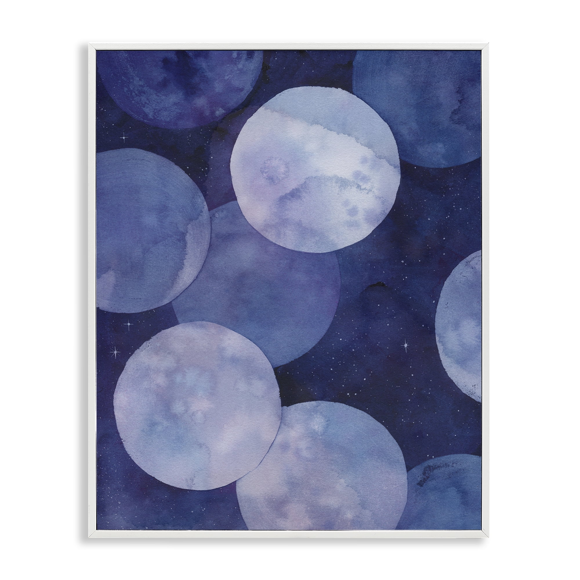 Stupell Industries Layered Circles in Space Abstract Painting White Framed Art Print Wall Art, 24 x 30