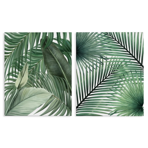 Stupell Industries Layered Clean Tropics Plants 2 Piece Canvas Wall Art Set design by Unknown, 20 x 16