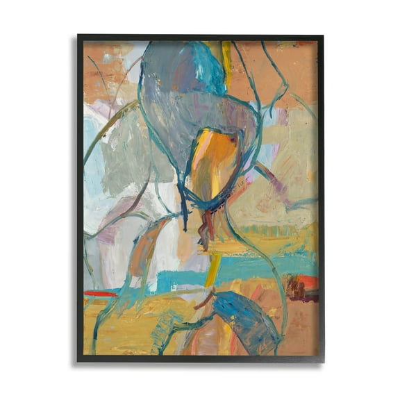 Stupell Industries Layered Conceptual Abstract Shapes Painting Black Framed Art Print Wall Art, Design by Third and Wall