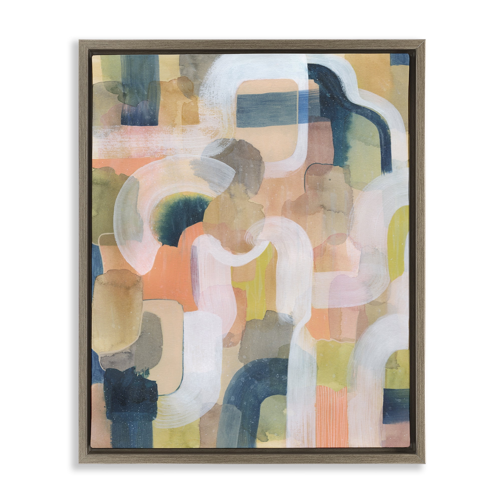 Stupell Industries Layered Curved Arches Abstract Painting Brown Floater Framed Canvas Art Print Wall Art, 17 x 21