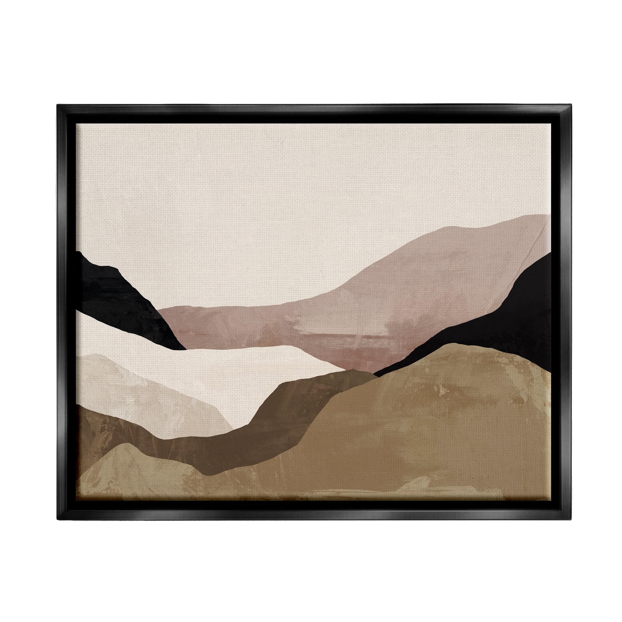 Stupell Industries Layered Desert Mountain Peaks Abstract Painting Black Floater Framed Canvas Art Print Wall Art, 21 x 17