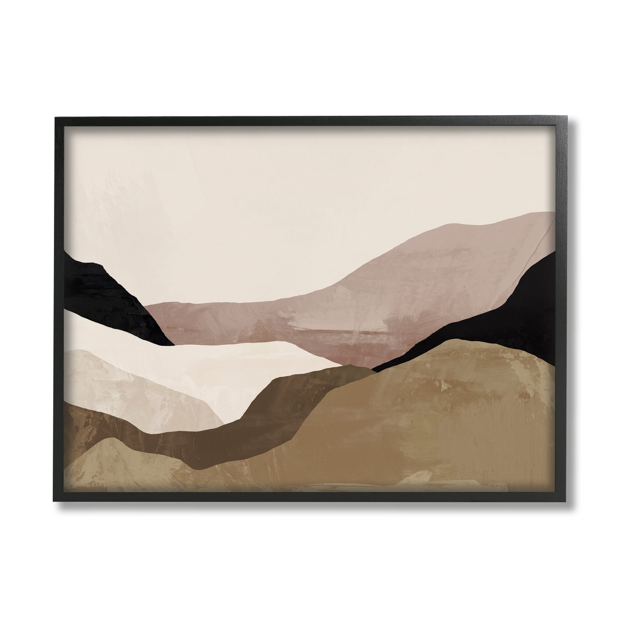 Stupell Industries Layered Desert Mountain Peaks Abstract Painting Black Framed Art Print Wall Art, 14 x 11