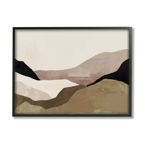 Stupell Industries Layered Desert Mountain Peaks Abstract Painting Black Framed Art Print Wall Art, 30 x 24