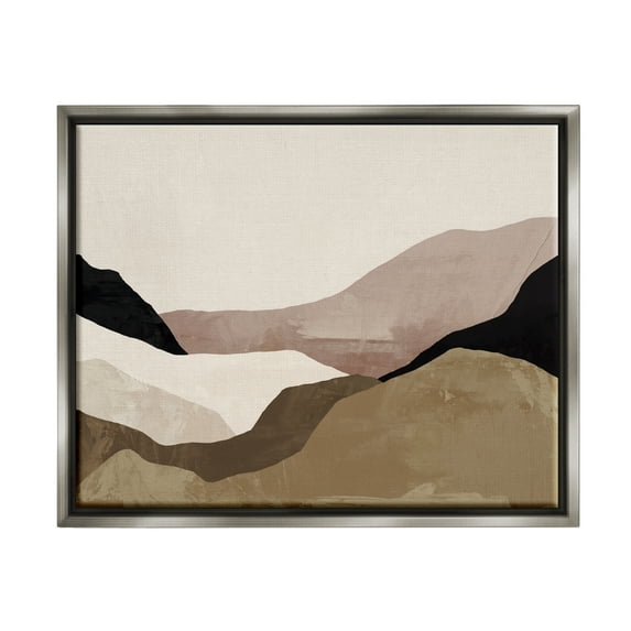 Stupell Industries Layered Desert Mountain Peaks Abstract Painting Gray Floater Framed Canvas Art Print Wall Art, 21 x 17