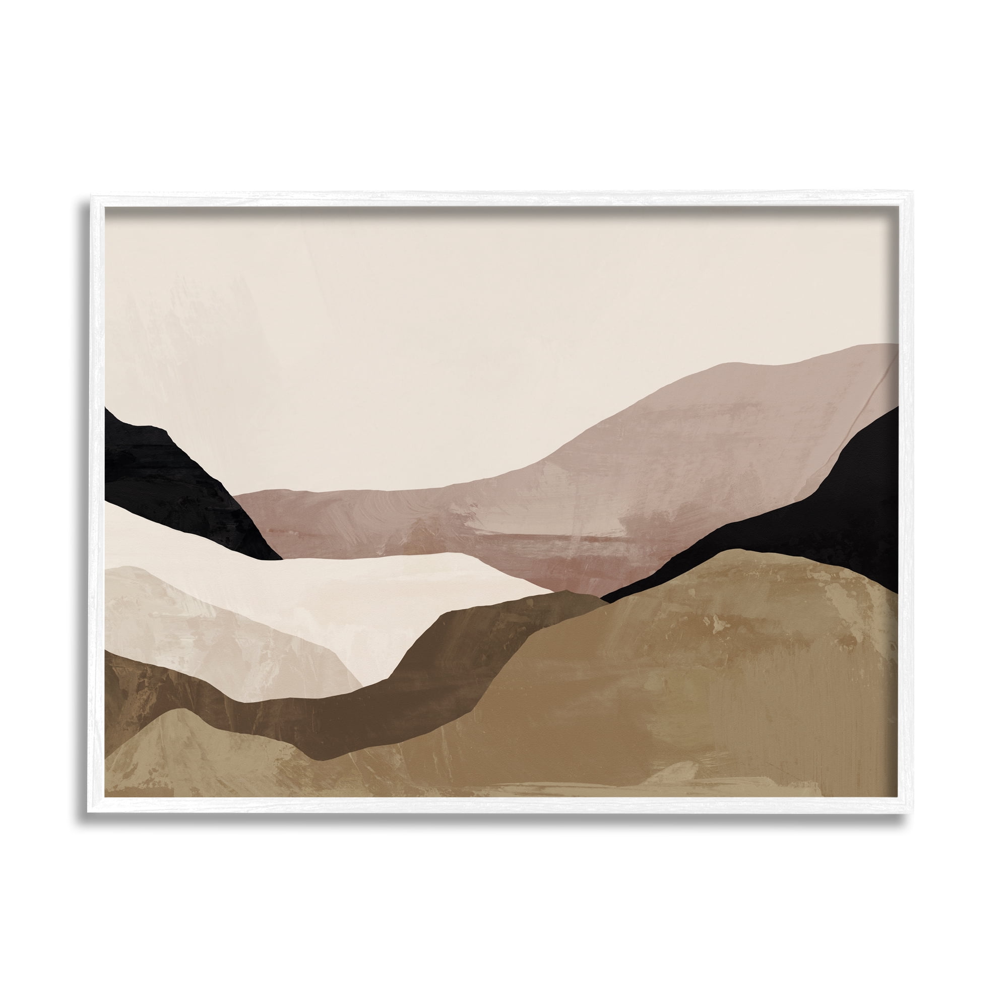 Stupell Industries Layered Desert Mountain Peaks Abstract Painting White Framed Art Print Wall Art, 20 x 16