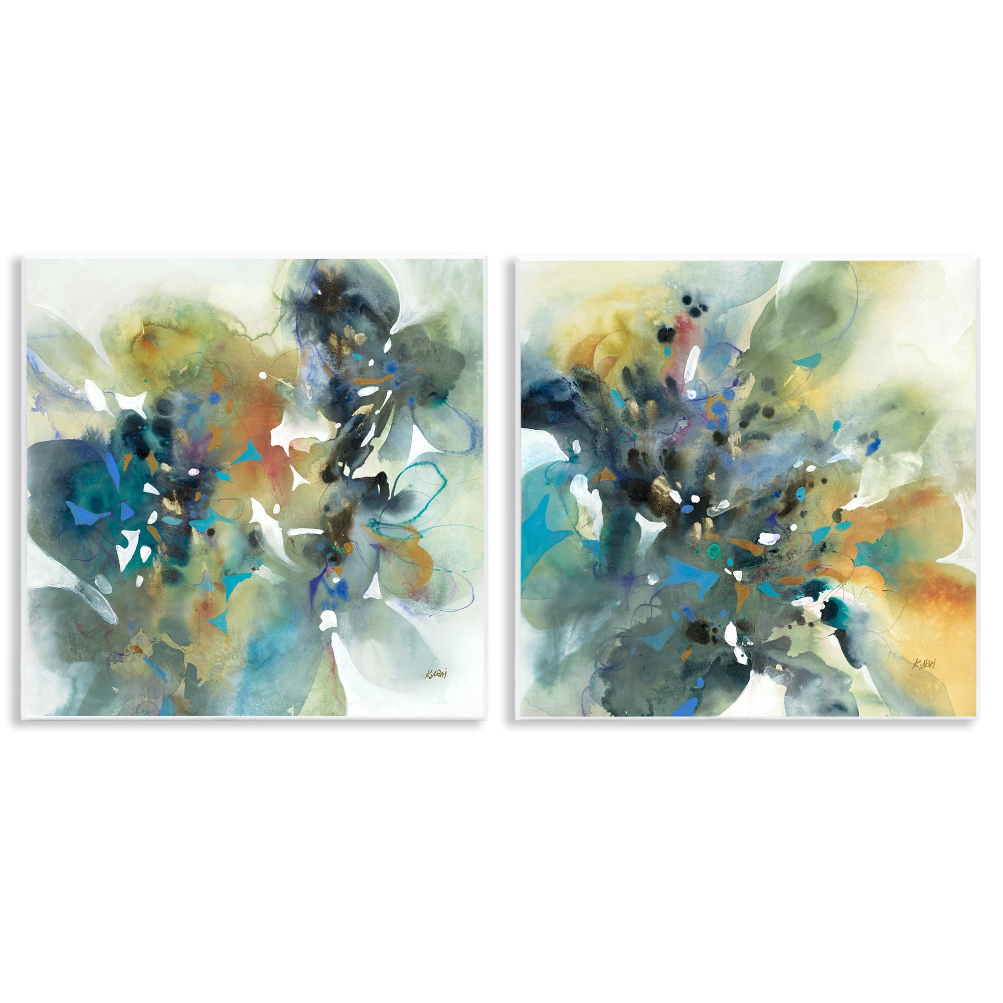 Stupell Industries Layered Faded Abstracts Abstract Painting Unframed Art Print Wall Art, 12 x 12, Set of 2