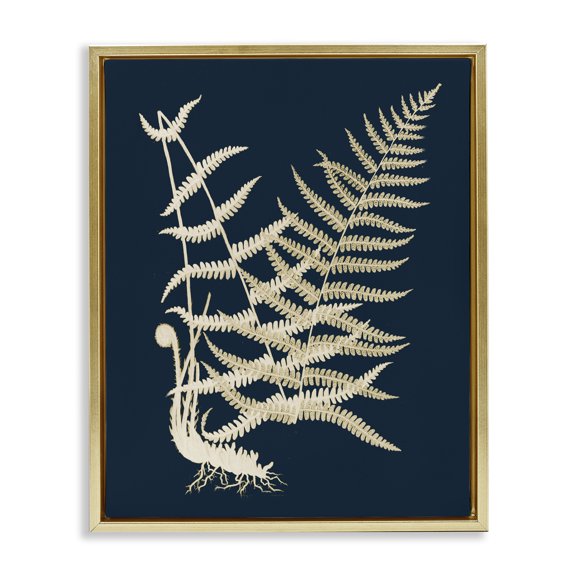 Stupell Industries Eclectic Layered Fern Leaves Abstract Botanical Roots Shapes Gold Floating Frame Canvas Art, 25 x 31, by Piddix