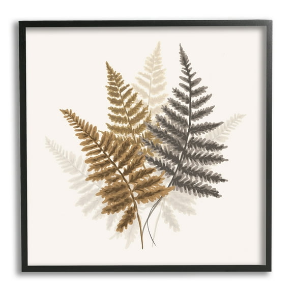 Stupell Industries Layered Fern Leaves Soft Botanical Earth Tones Graphic Art Black Framed Art Print Wall Art, Design by House of Rose