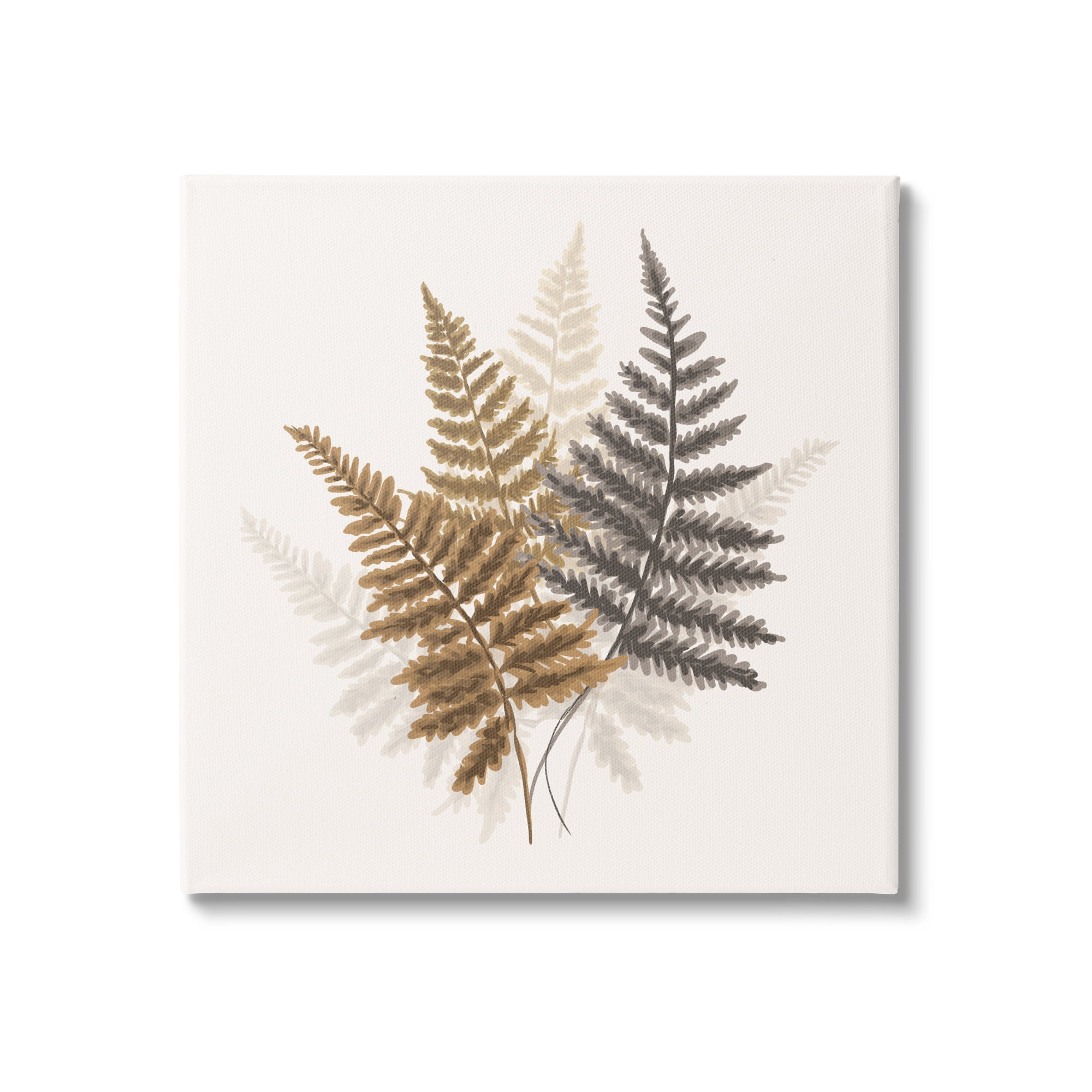 Stupell Industries Layered Fern Leaves Soft Botanical Earth Tones Graphic Art Gallery Wrapped Canvas Print Wall Art, Design by House of Rose