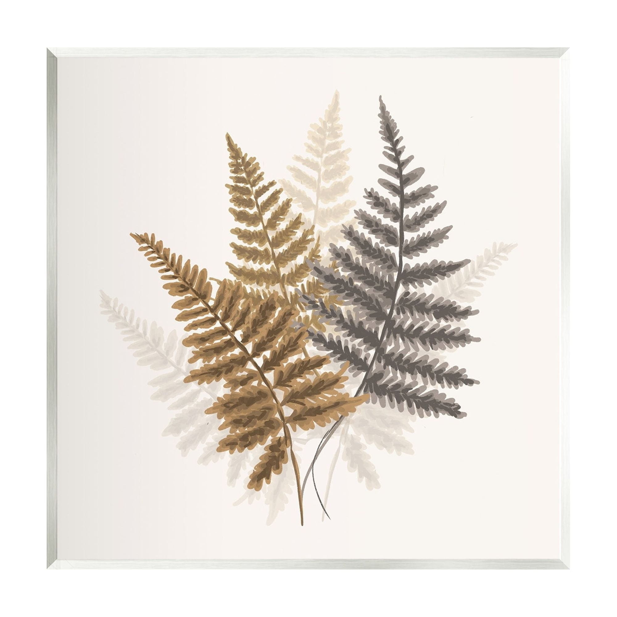 Stupell Industries Layered Fern Leaves Soft Botanical Earth Tones Graphic Art Unframed Art Print Wall Art, Design by House of Rose