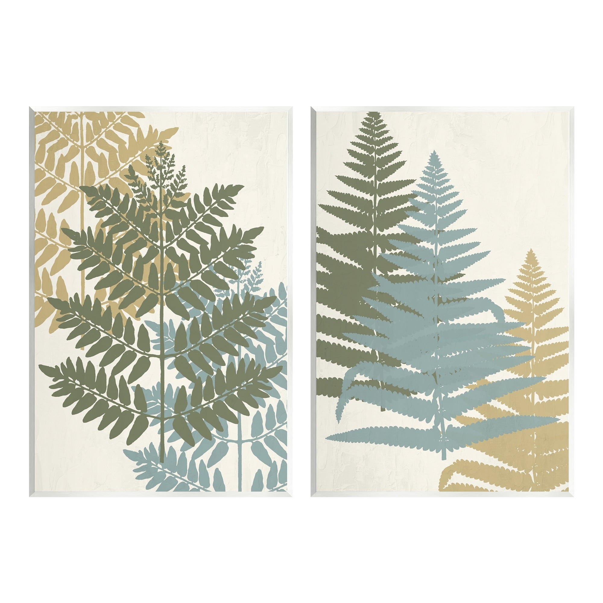 Stupell Industries Layered Fern Plants Botanical Leaves Muted Tones Graphic Art Unframed Art Print Wall Art, Set of 2, Design by Kim Allen