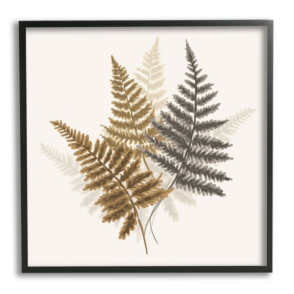 Stupell Industries Layered Ferns Botanical Leaves Neutral Boho Tones Graphic Art Black Framed Art Print Wall Art, Design by House of Rose