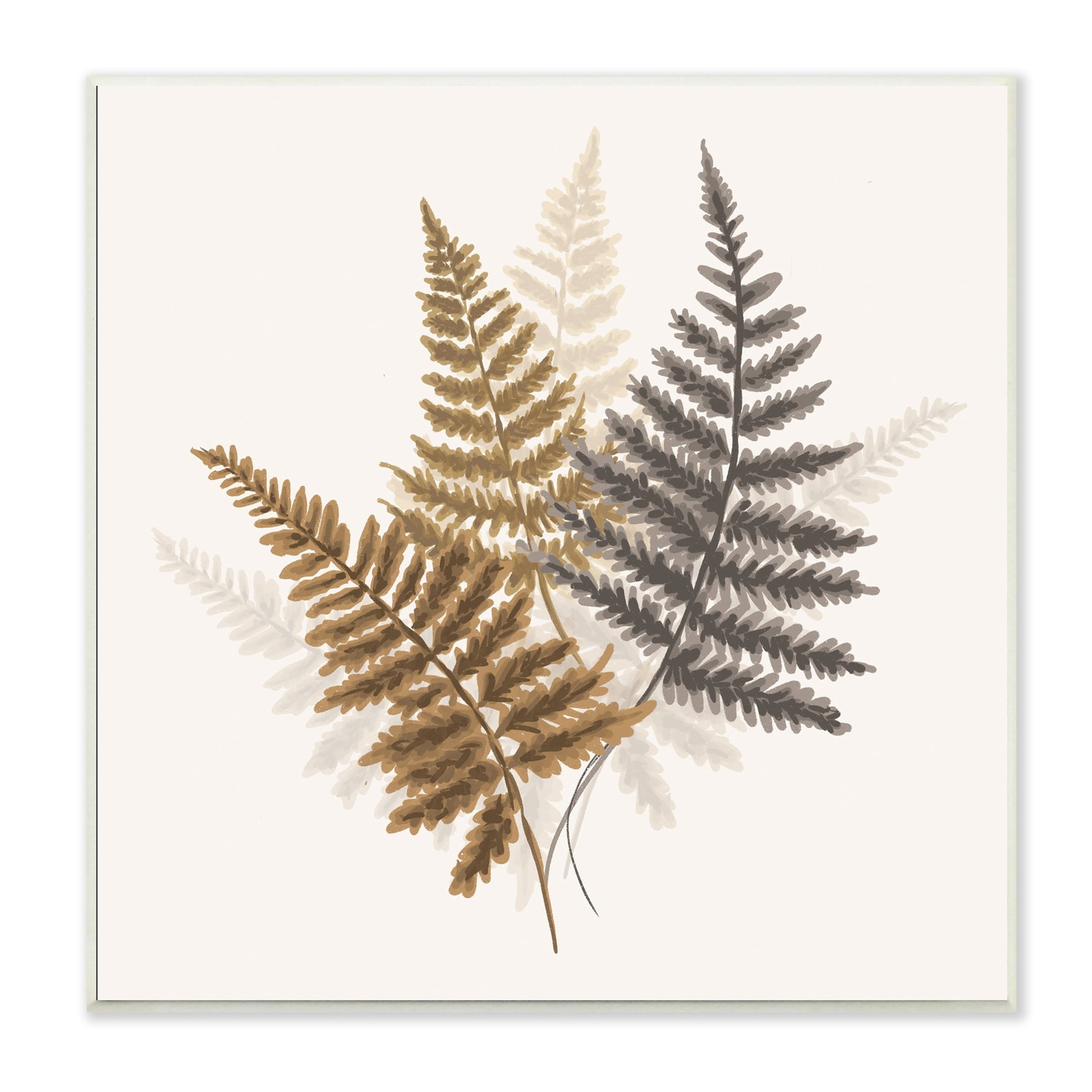 Stupell Industries Layered Ferns Botanical Leaves Neutral Boho Tones Graphic Art Unframed Art Print Wall Art, Design by House of Rose