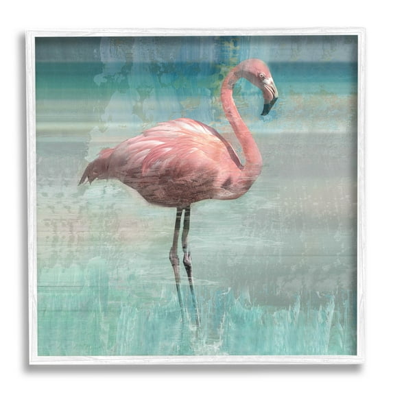 Stupell Industries Layered Flamingo Bird Portrait Graphic Art White Framed Art Print Wall Art, Design by Nan