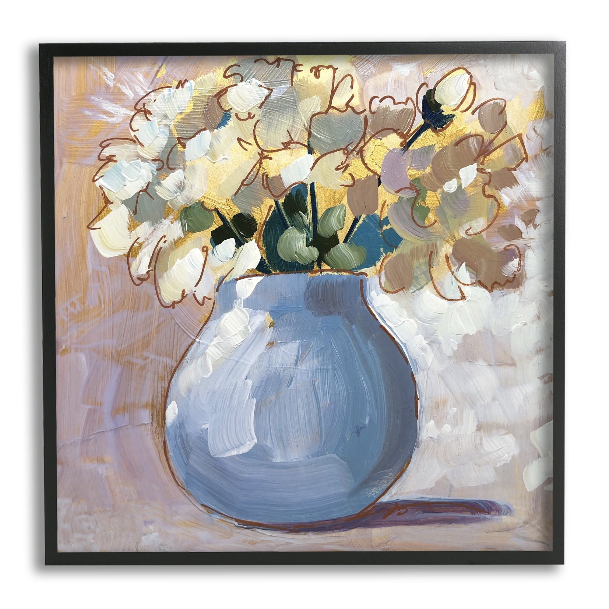 Stupell Industries Layered Flower Arrangement Blossoms Bouquet Painting Painting Black Framed Art Print Wall Art, Design by Sue Riger
