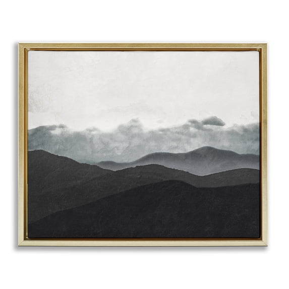 Stupell Industries Contemporary Layered Foggy Hills Gold Floating Frame Canvas Art, 31 x 25, by Elizabeth Medley
