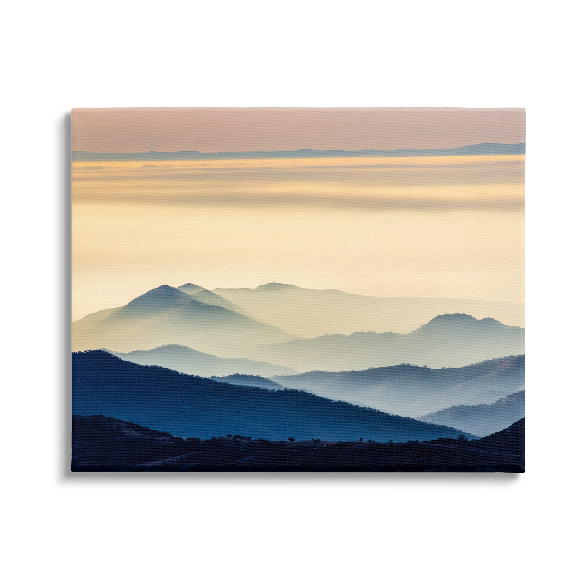 Foggy Sunrise Mountain Peaks Landscape Wrapped Canvas Print, 20 x 16