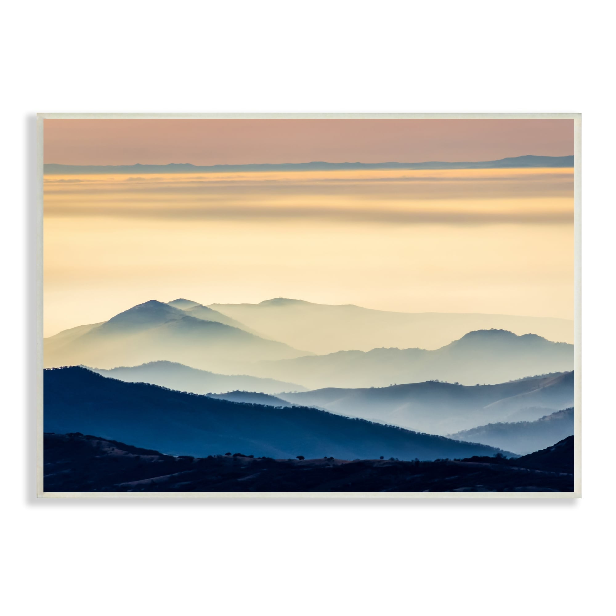 Stupell Industries Layered Foggy Sunrise Mountain Peaks Radiant Glow Photograph Unframed Art Print Wall Art, Design by Jeff Poe Photography