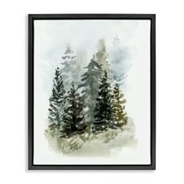 Stupell Industries Layered Forest Trees Botanical & Floral Painting Black Floater Framed Art Print Wall Art, 17 x 21