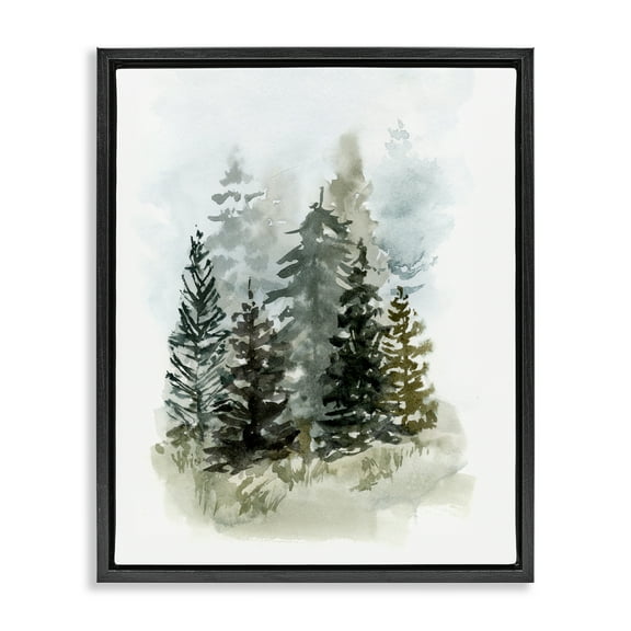 Stupell Industries Layered Forest Trees Botanical & Floral Painting Black Floater Framed Art Print Wall Art, 17 x 21
