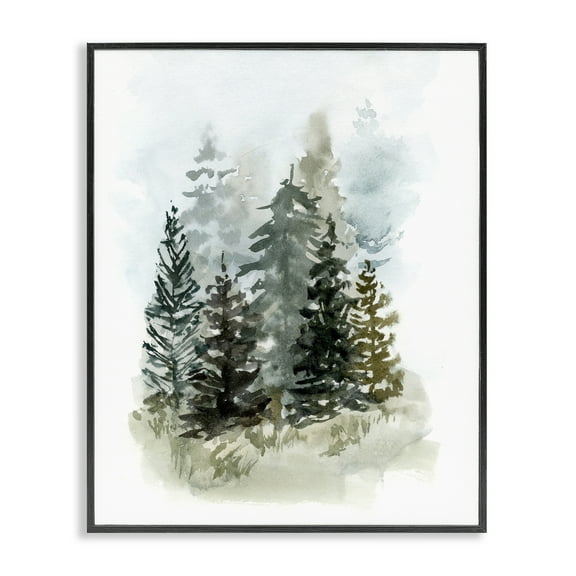Stupell Industries Layered Forest Trees Botanical & Floral Painting Black Framed Art Print Wall Art, 11 x 14