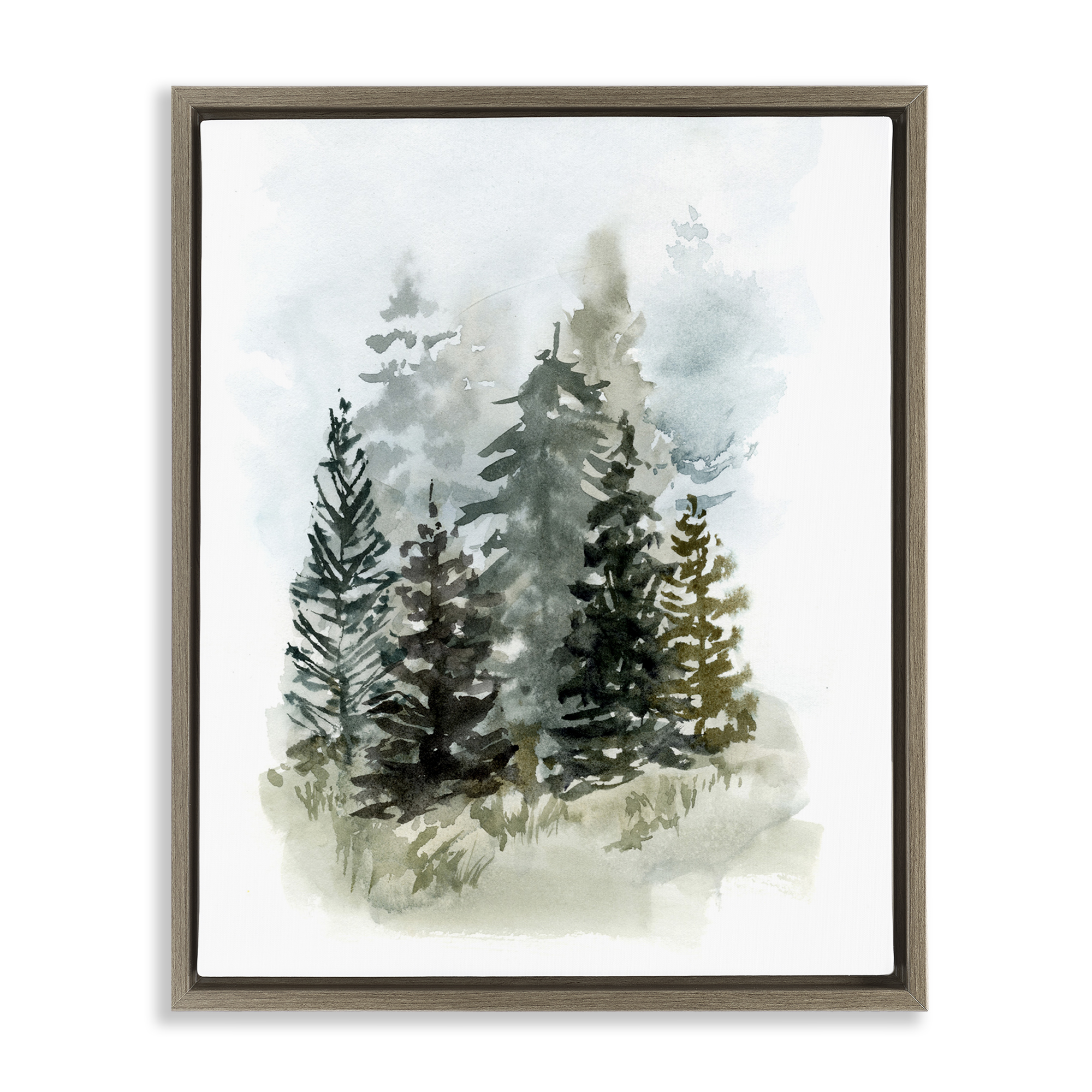 Stupell Industries Layered Forest Trees Botanical & Floral Painting Brown Floater Framed Art Print Wall Art, 17 x 21