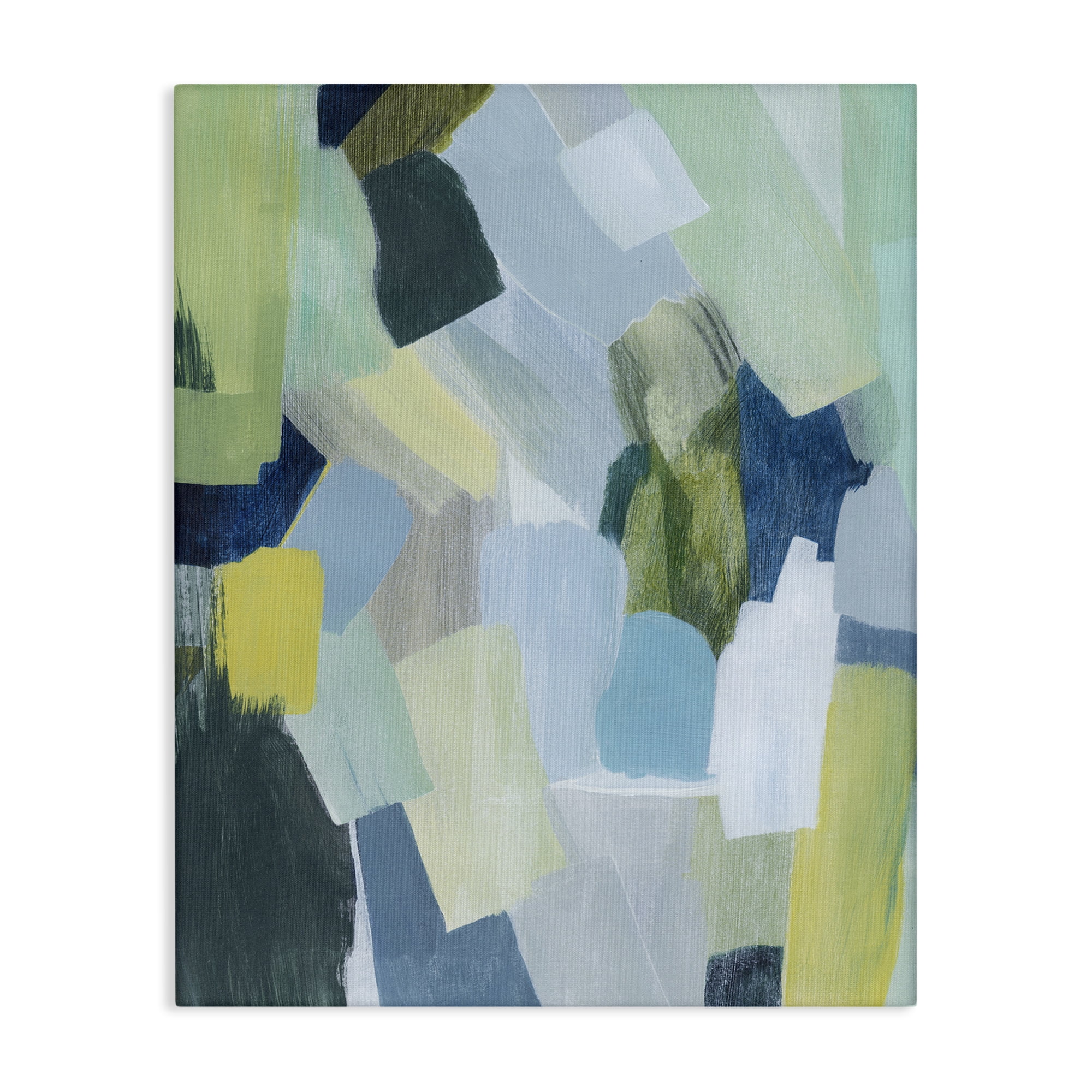 Stupell Industries Layered Green Brush Strokes Abstract Painting Gallery Wrapped Canvas Art Print Wall Art, 24 x 30