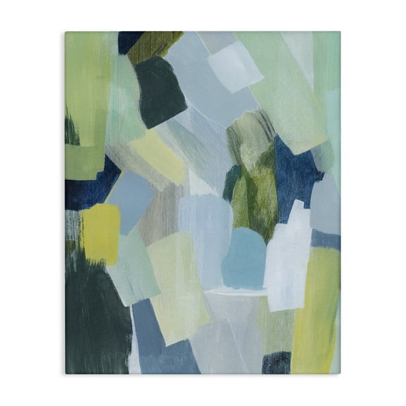 Stupell Industries Layered Green Brush Strokes Abstract Painting Gallery Wrapped Canvas Art Print Wall Art, 24 x 30