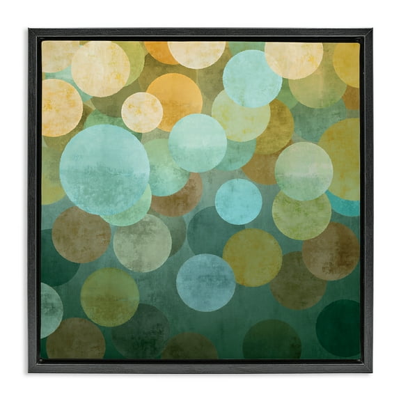 Stupell Industries Layered Green Circles Abstract Painting Black Floater Framed Canvas Art Print Wall Art, 18 x 18