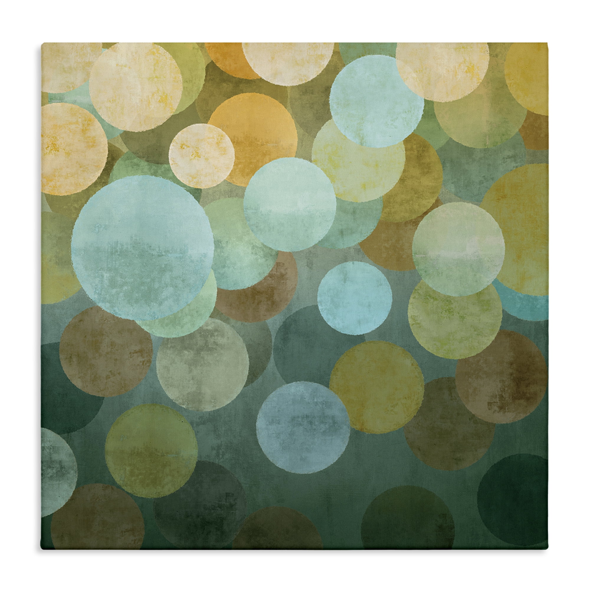 Stupell Industries Layered Green Circles Abstract Painting Gallery Wrapped Canvas Art Print Wall Art, 24 x 24