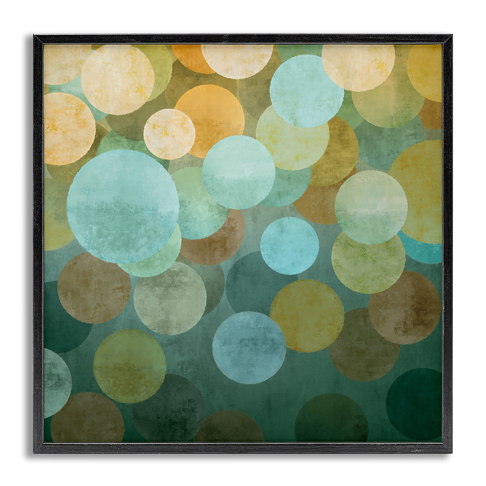 Stupell Industries Layered Green Circles Abstract Painting Gray Framed Art Print Wall Art, 12 x 12