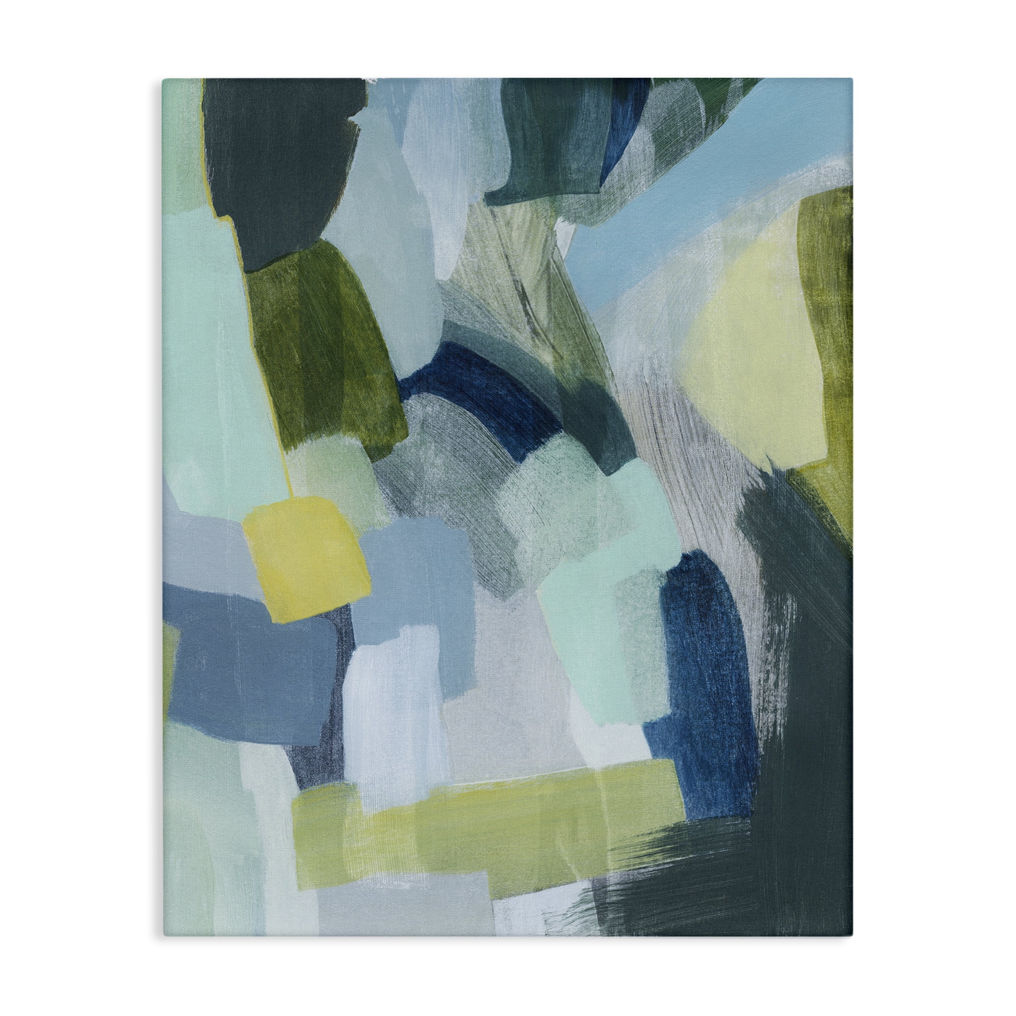 Stupell Industries Layered Green Paint Strokes Abstract Painting Gallery Wrapped Canvas Art Print Wall Art, 16 x 20