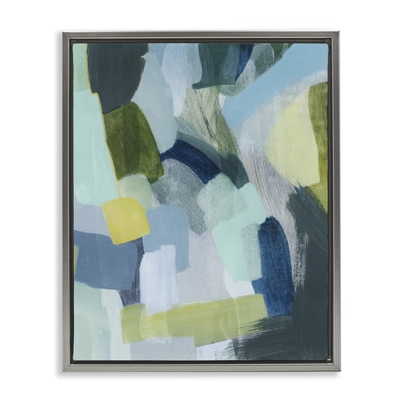 Stupell Industries Transitional Layered Green Paint Strokes Gray Floating Frame Canvas Art, 17 x 21, by Grace Popp