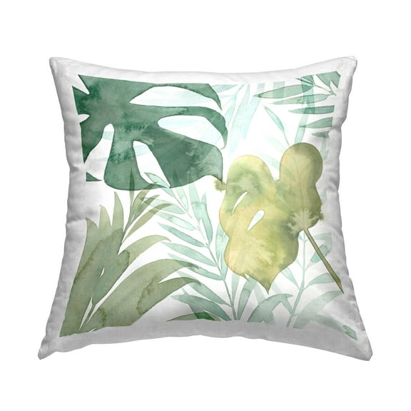 Stupell Industries Layered Green Tropical Leaves Printed Throw Pillow Design by Grace Popp