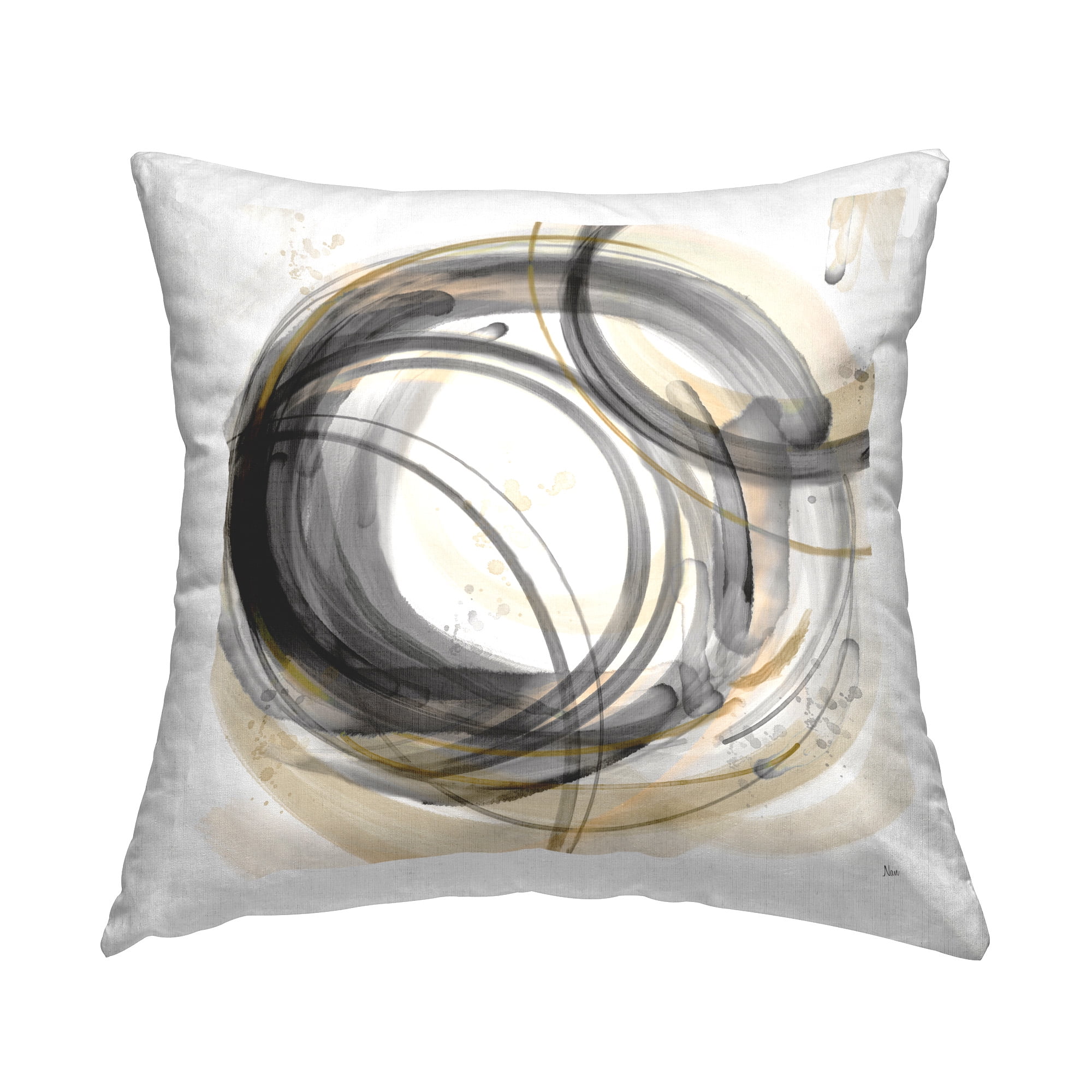 Stupell Industries Layered Grey Circles Decorative Printed Throw Pillow Design by Nan