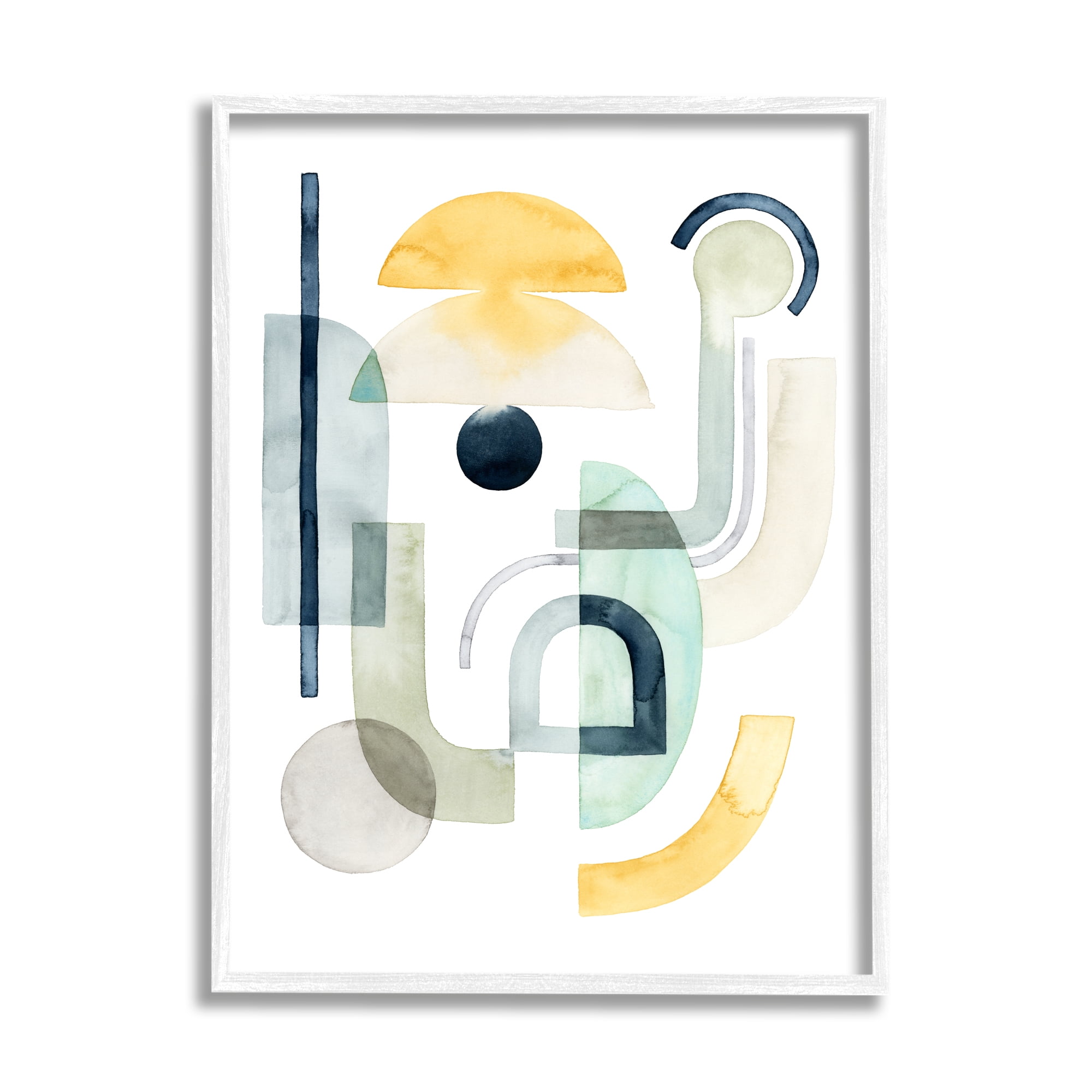 Stupell Industries Layered Industrial Shapes Modern Abstract Collage Green Yellow, 16 x 20, Design by Grace Popp