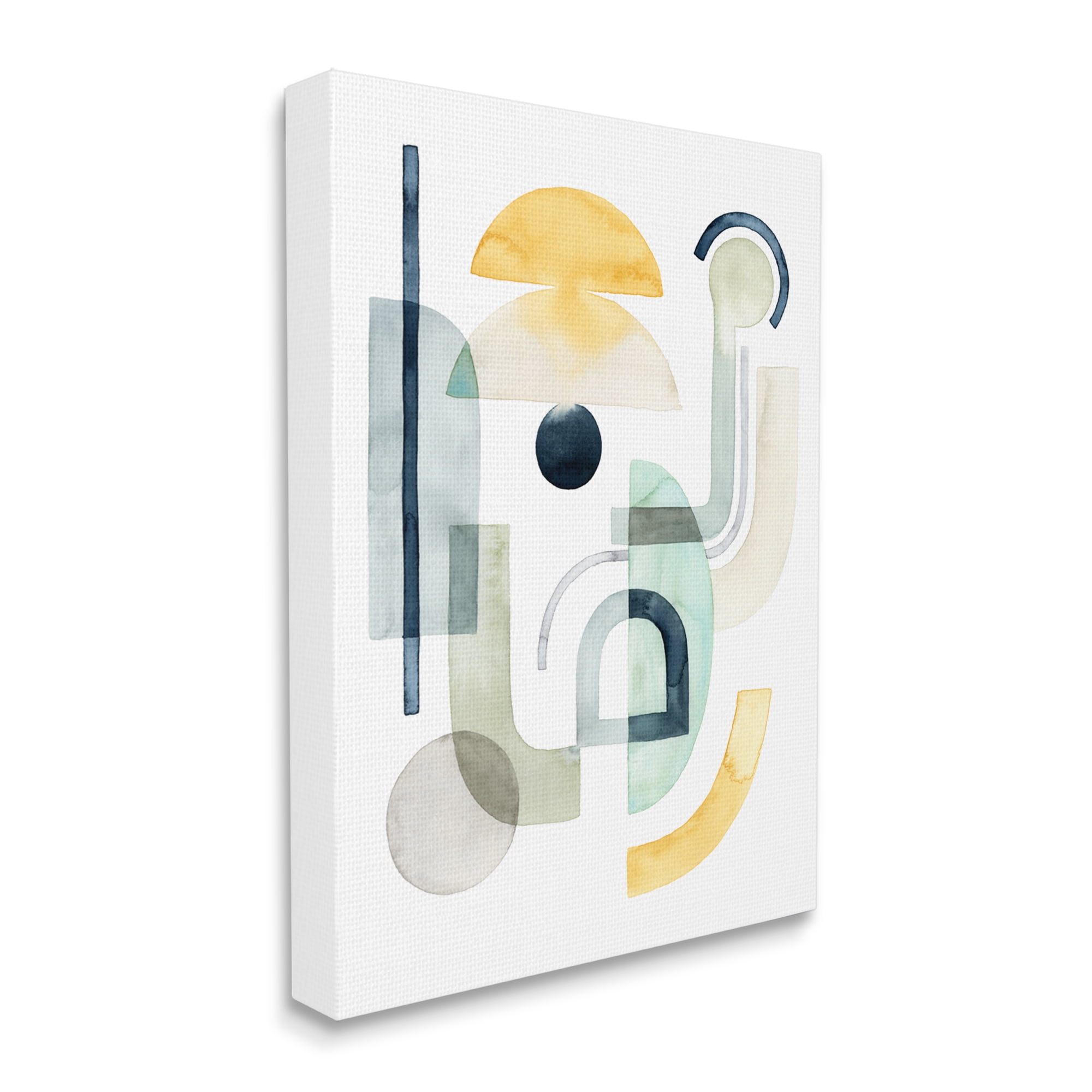 Stupell Industries Layered Industrial Shapes Modern Abstract Collage Green Yellow Paintings Gallery-Wrapped Canvas Print Wall Art, 30x40, by Grace Popp