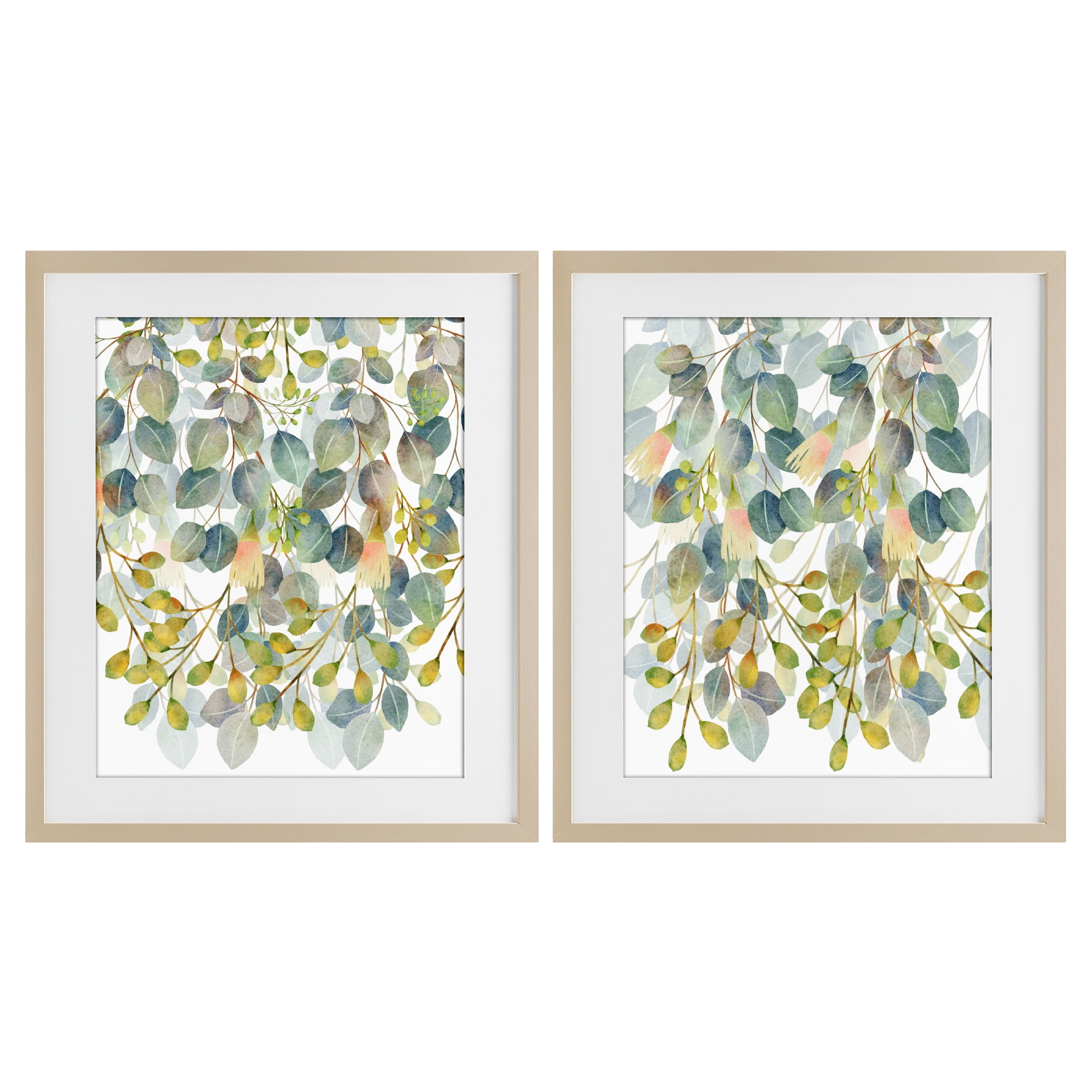 Stupell Industries Layered Ivy Hanging Botanicals 2 Piece Birch Framed Print Under Glass Set, design by Marcus Prime