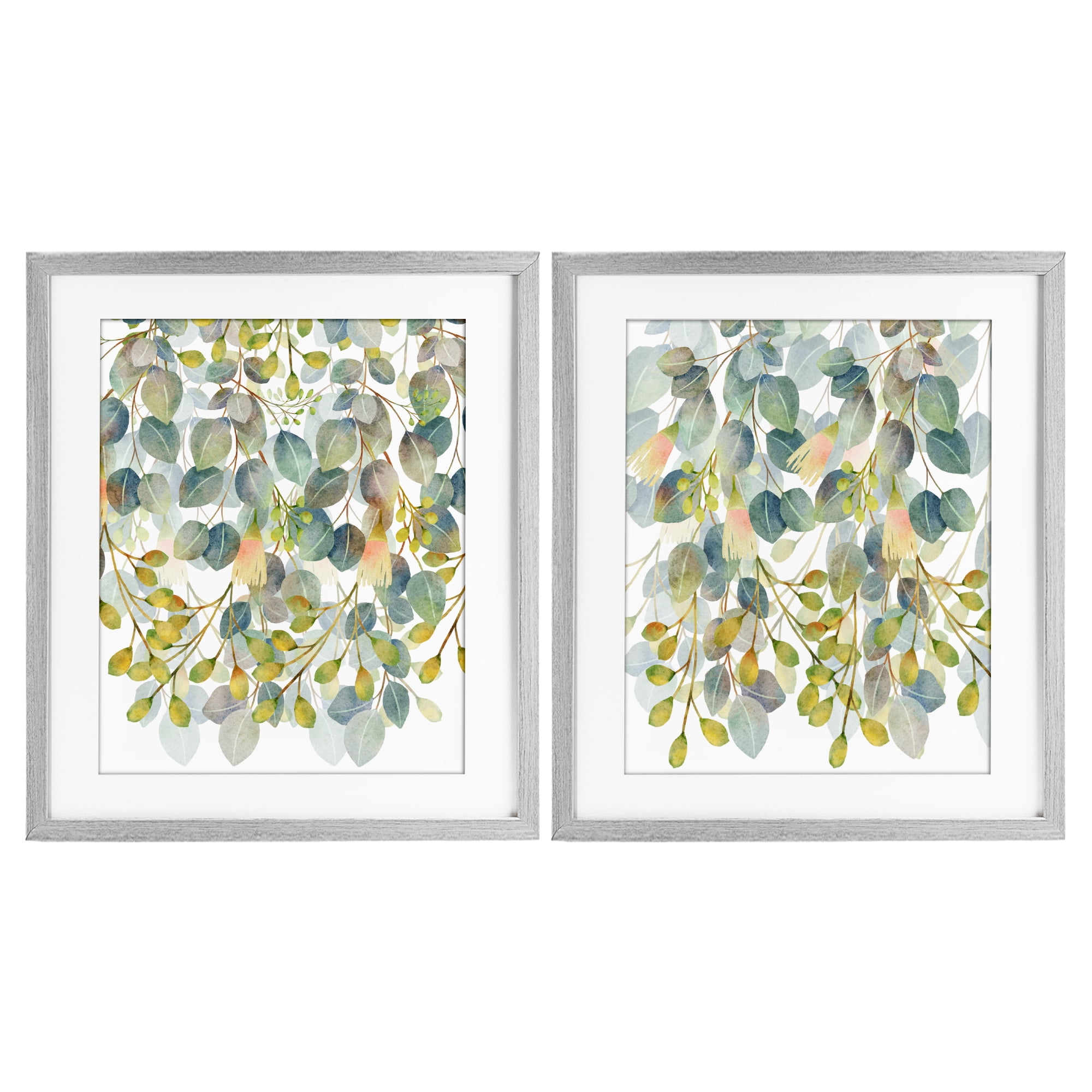 Stupell Industries Layered Ivy Hanging Botanicals 2 Piece Gray Framed Print Under Glass Set, design by Marcus Prime