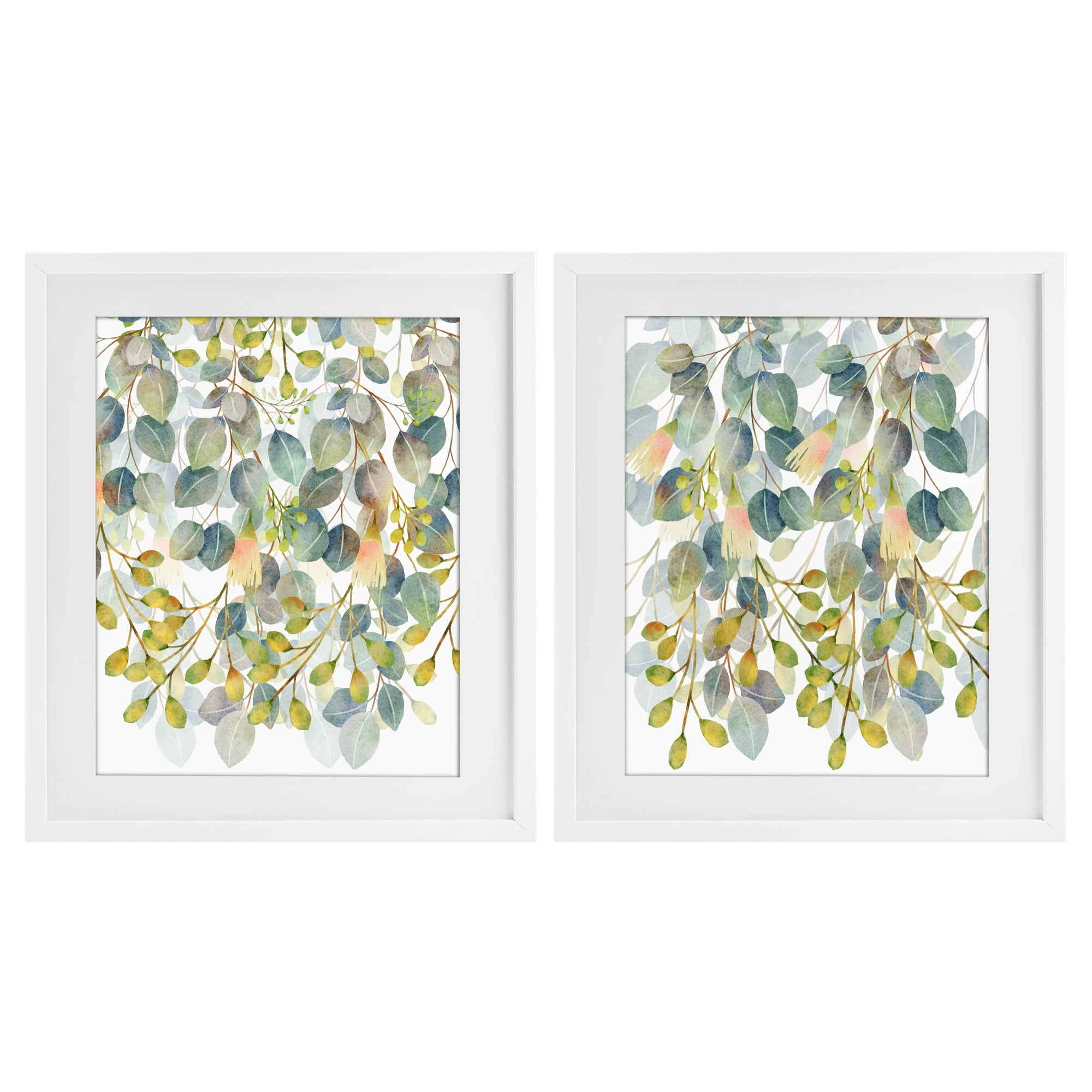Stupell Industries Layered Ivy Hanging Botanicals 2 Piece White Framed Print Under Glass Set, design by Marcus Prime
