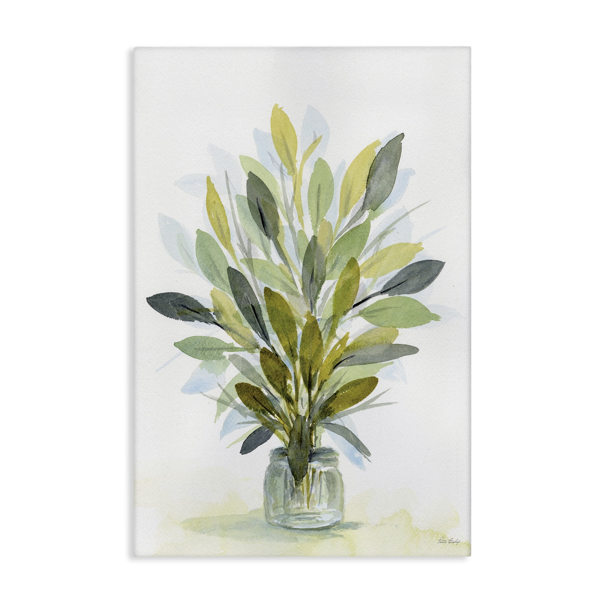 Stupell Industries Layered Leaves in Jar Botanical & Floral Painting Gallery Wrapped Canvas Art Print Wall Art, 24 x 36