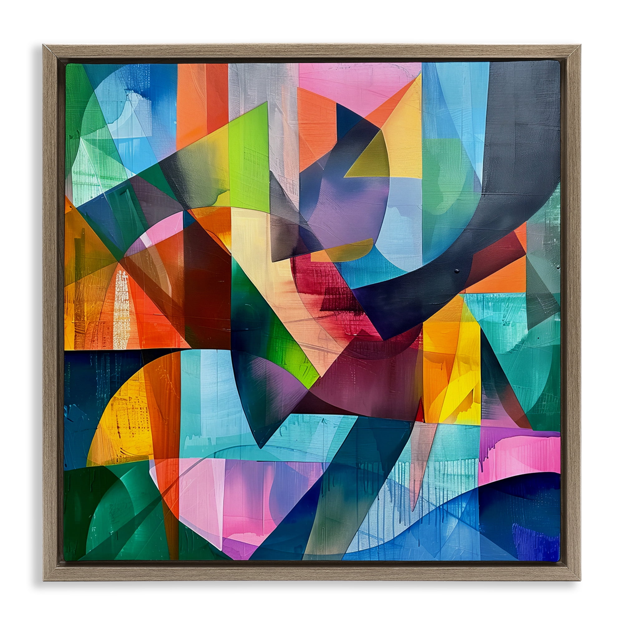 Stupell Industries Layered Luminous Shapes Abstract Painting Brown Floater Framed Canvas Art Print Wall Art, 18 x 18