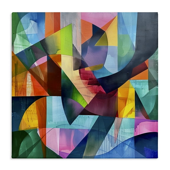 Stupell Industries Layered Luminous Shapes Abstract Painting Gallery Wrapped Canvas Art Print Wall Art, 17 x 17