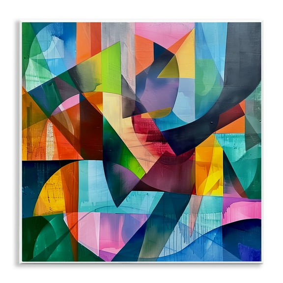 Stupell Industries Layered Luminous Shapes Abstract Painting Unframed Art Print Wall Art, 12 x 12