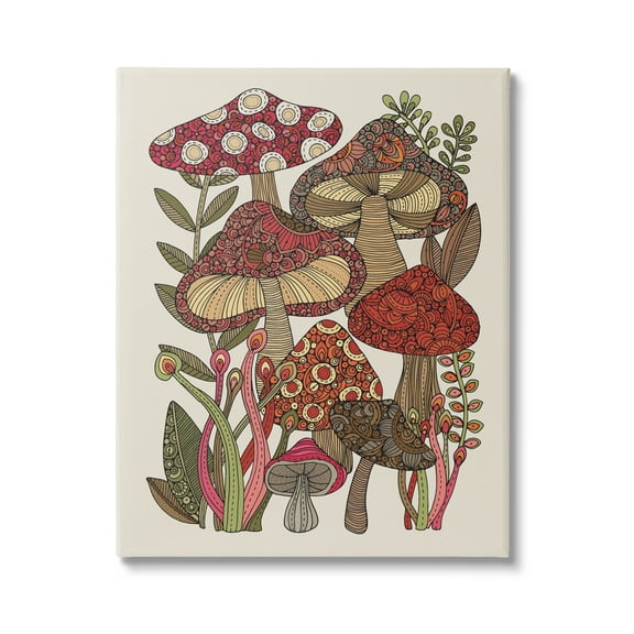Stupell Industries Layered Mushrooms Nature Botanicals Intricate Floral Patterns Graphic Art Gallery Wrapped Canvas Print Wall Art, Design by Valentina Harper