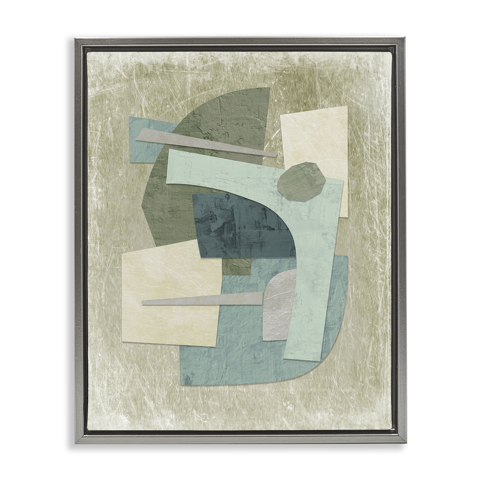 Stupell Industries Layered Neutral Arrangement Abstract Painting Gray Floater Framed Canvas Art Print Wall Art, 25 x 31